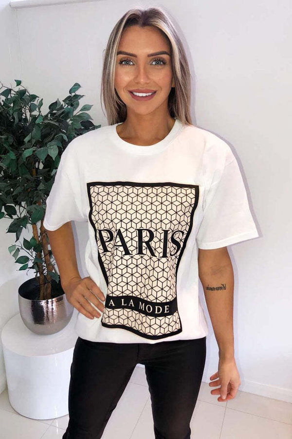 Womens Oversized Paris Short Sleeves T Shirt
