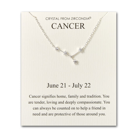 Cancer Star Sign Zodiac Constellation Necklace and Quote Card with Zircondia® Crystals