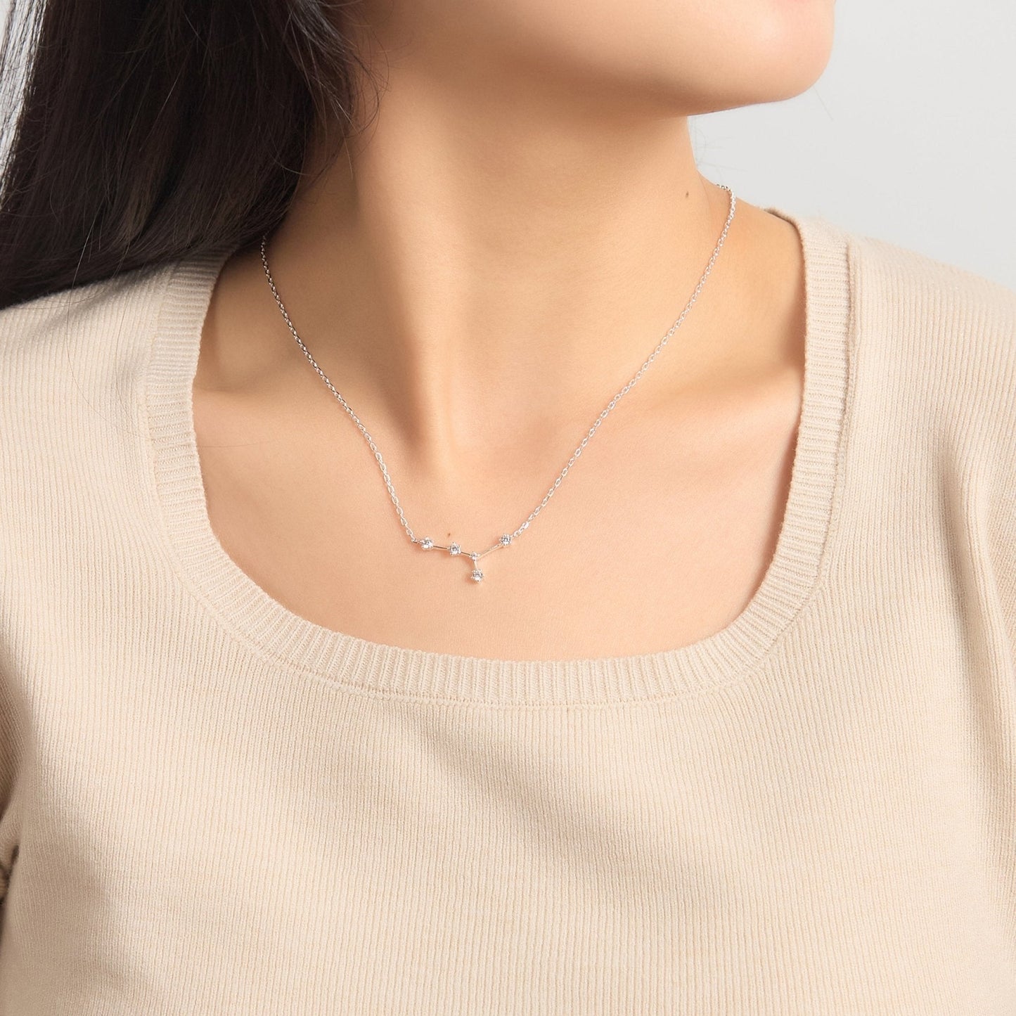 Collier Constellation Zodiaque Signe Astrologique Cancer et Carte de Citation avec Cristaux Zircondia®