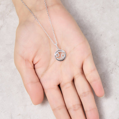 Collier Zodiaque Signe Astrologique Cancer et Carte de Citation avec Cristaux Zircondia®