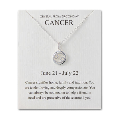 Cancer Star Sign Zodiac Necklace and Quote Card with Zircondia® Crystals