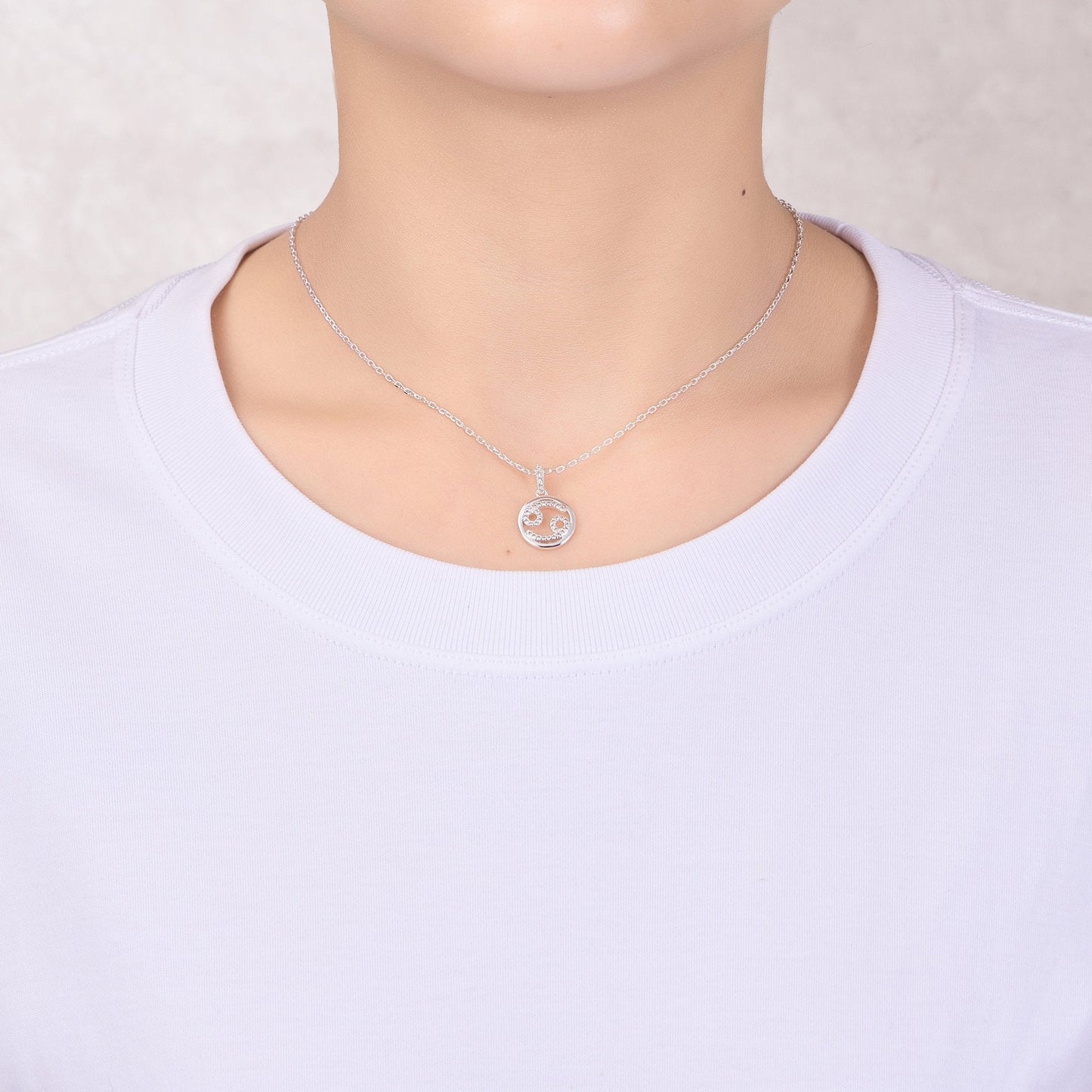 Cancer Star Sign Zodiac Necklace with Zircondia® Crystals