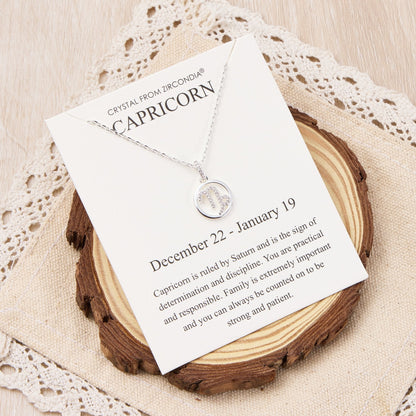 Collier Zodiaque Capricorne et Carte Citation avec Cristaux Zircondia®