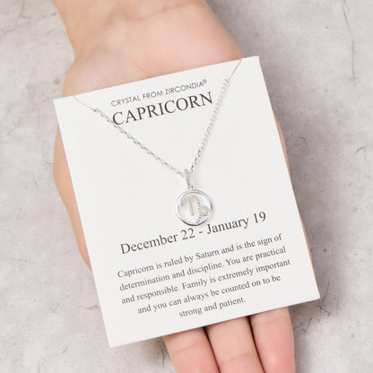 Collier Zodiaque Capricorne et Carte Citation avec Cristaux Zircondia®