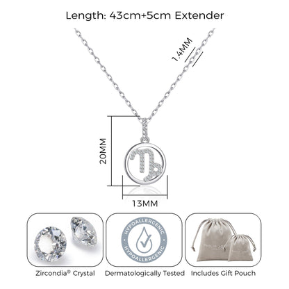 Capricorn Star Sign Zodiac Necklace with Zircondia® Crystals