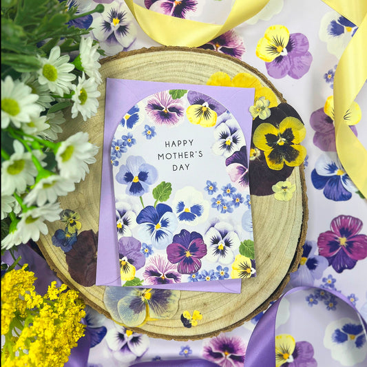 MOTHER'S DAY PANSY SCALLOP CARD