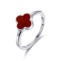 Carnelian Gemstone Adjustable Clover Ring