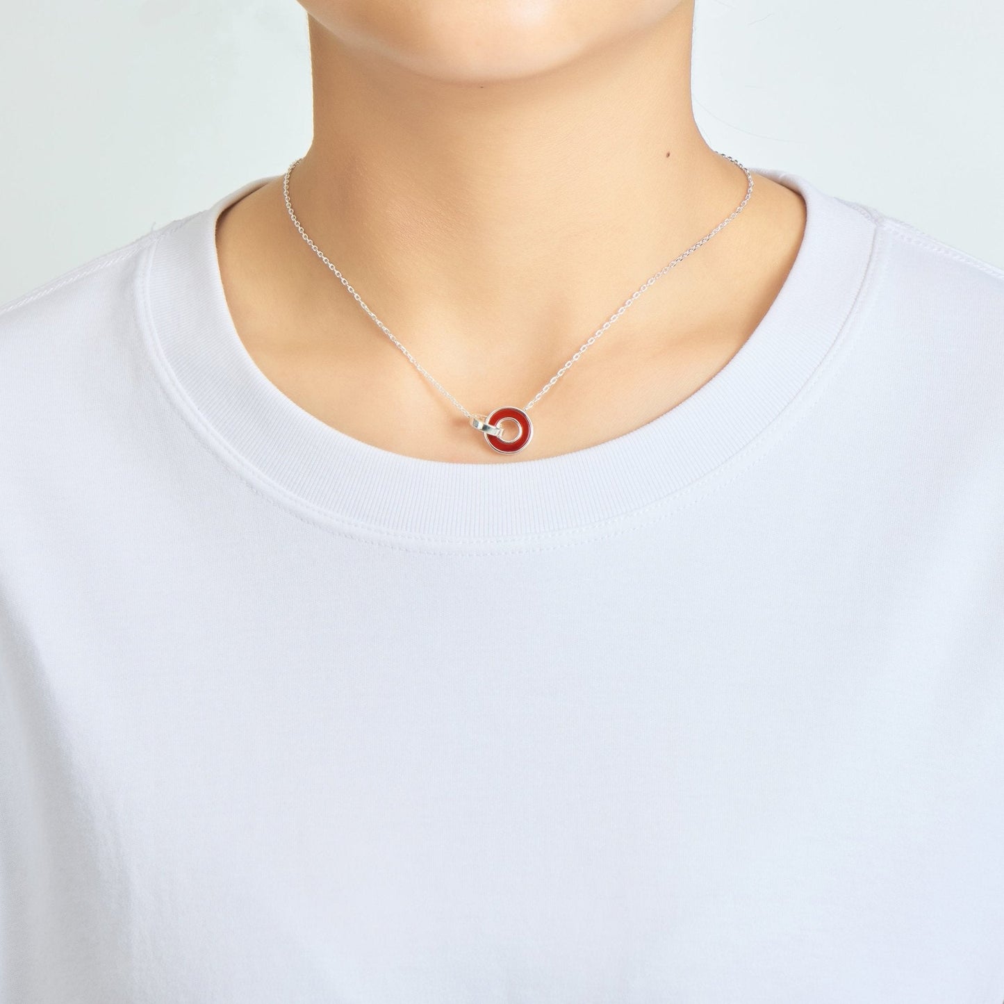 Carnelian Gemstone Circle Link Necklace