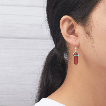 Carnelian Gemstone Drop Earrings with Quote Card