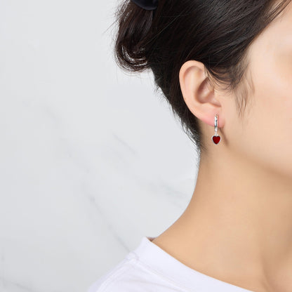 Carnelian Gemstone Heart Charm Hoop Earrings with Quote Card