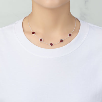 Carnelian Gemstone Multi Clover Necklace