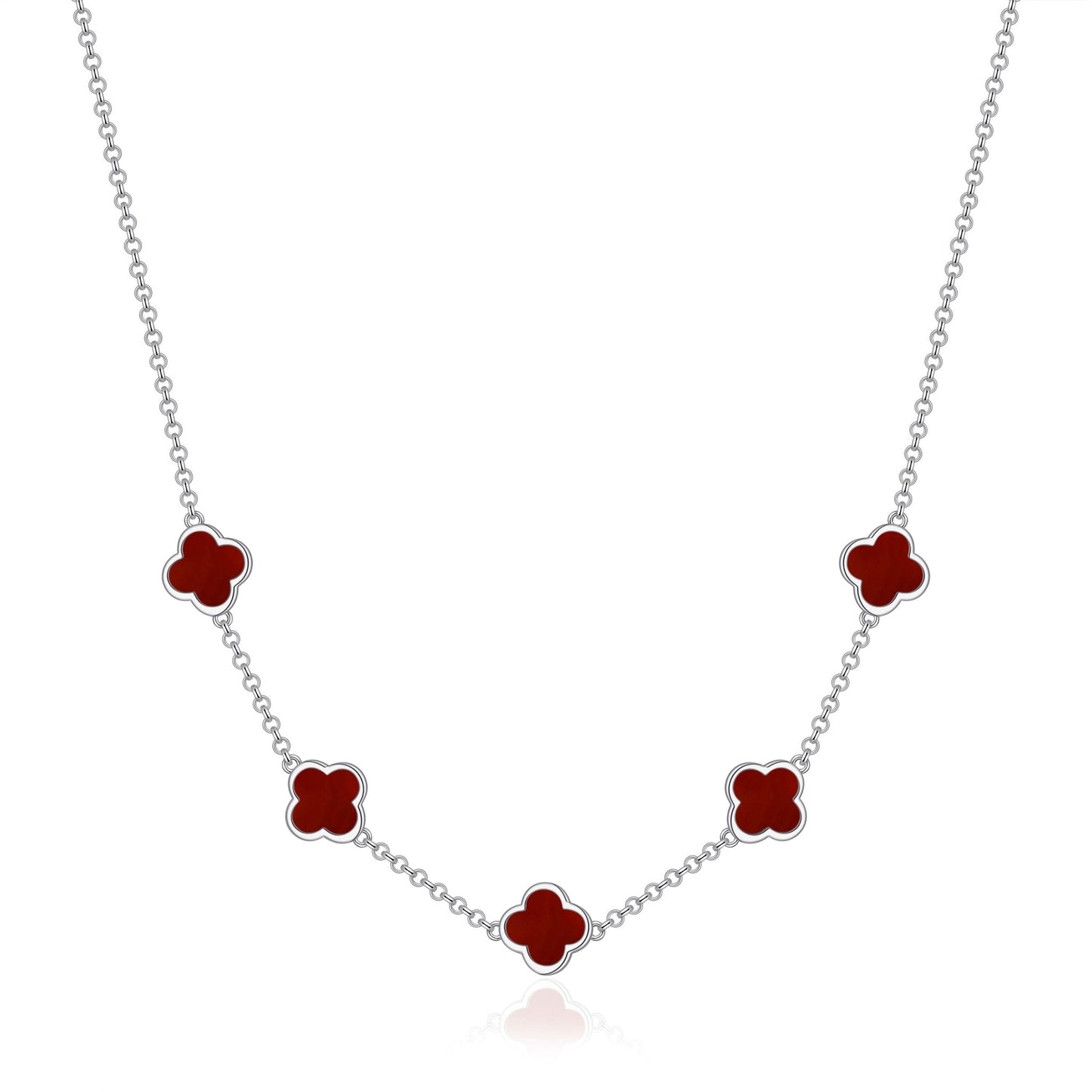 Carnelian Gemstone Multi Clover Necklace