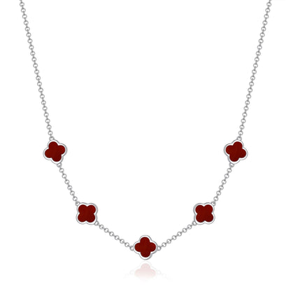 Carnelian Gemstone Multi Clover Necklace