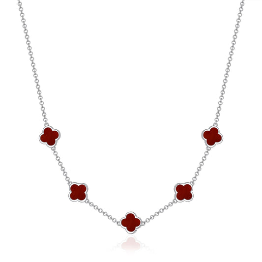Carnelian Gemstone Multi Clover Necklace