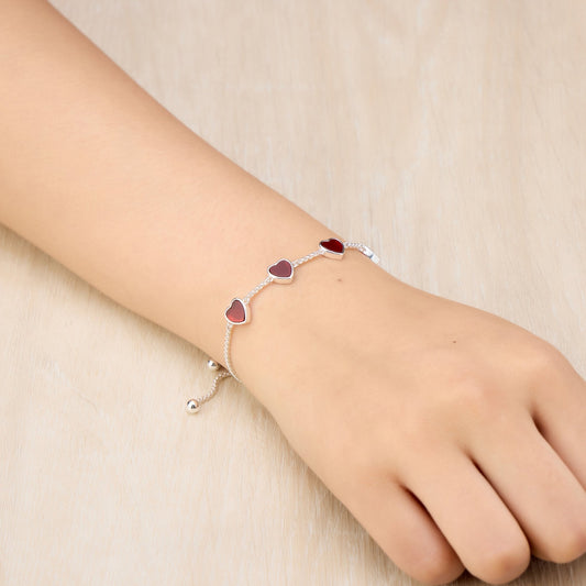 Carnelian Gemstone Multi Heart Friendship Bracelet