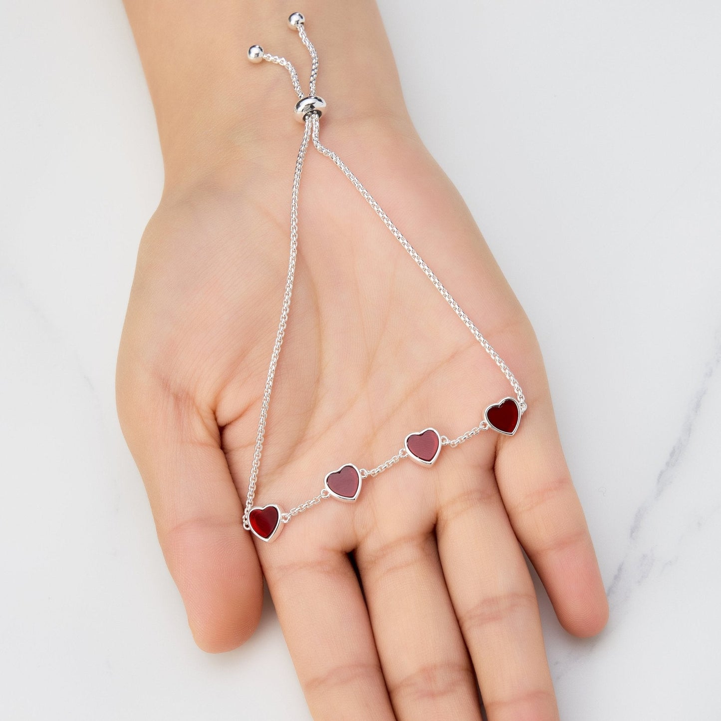 Carnelian Gemstone Multi Heart Friendship Bracelet