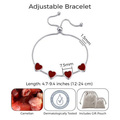 Carnelian Gemstone Multi Heart Friendship Bracelet