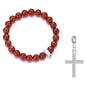 Carnelian Gemstone Stretch Bracelet with Charm Created with Zircondia® Crystals