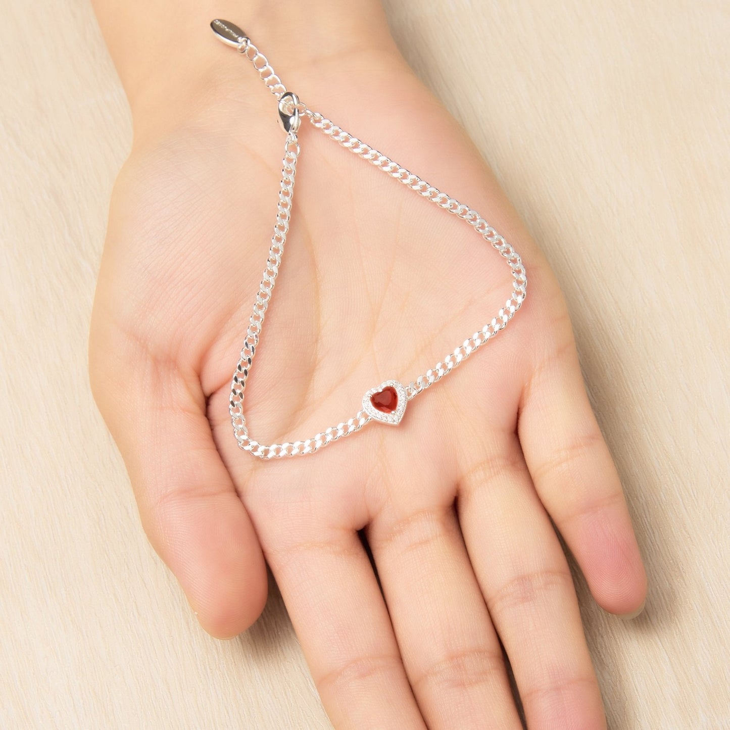 Carnelian Heart Gemstone Bracelet Created with Zircondia® Crystals