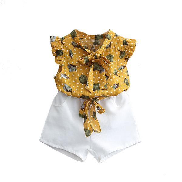 Girls' Chiffon Floral Two-Piece Set