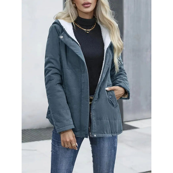 Fleece-Lined Hooded Coat