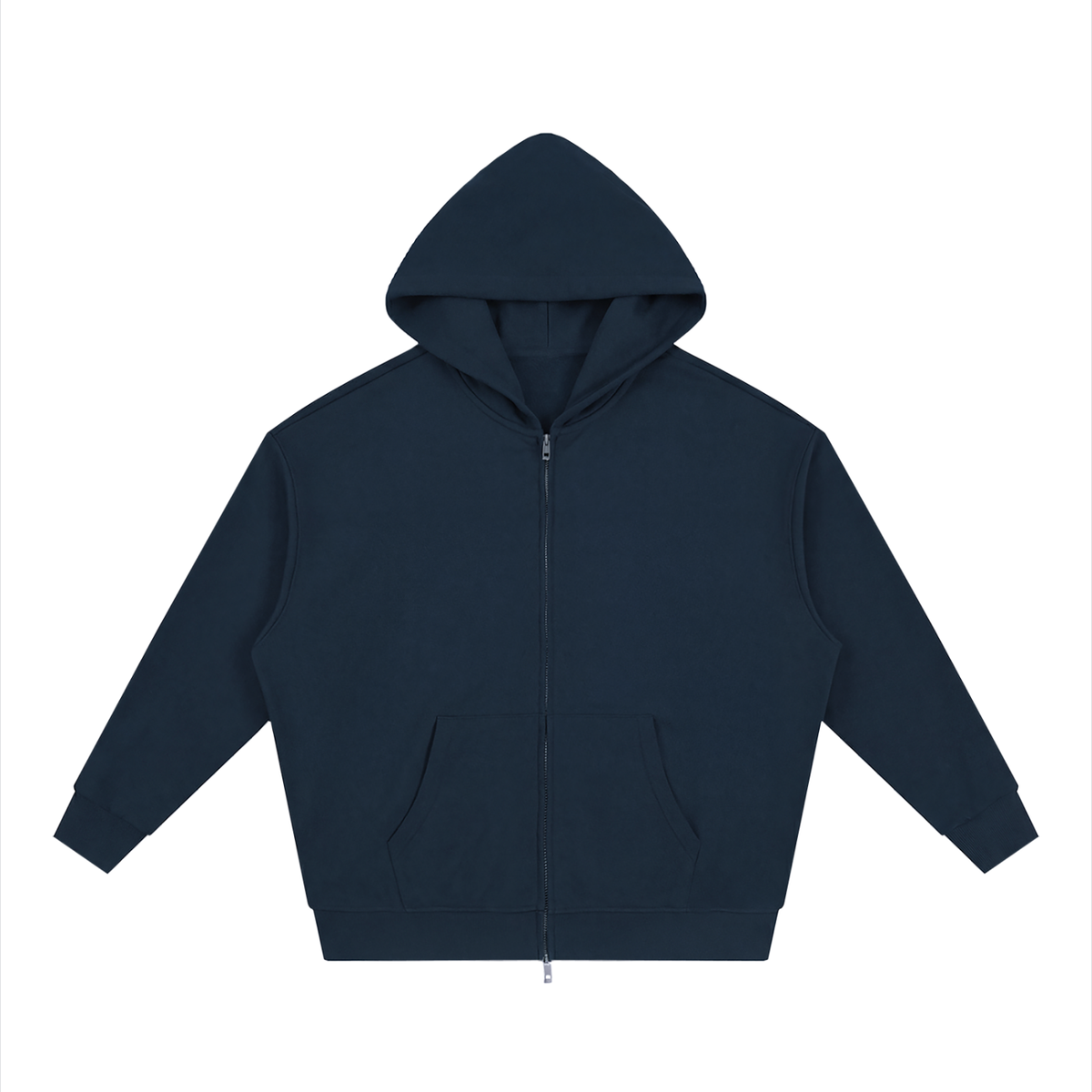 Waran Unisex Loose Solid Full Zip Hoodie
