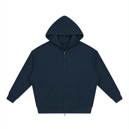 Waran Unisex Loose Solid Full Zip Hoodie
