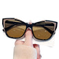 Women's Fashion Cat Eye Color Block Frame Gradient  Leopard Print Glasses