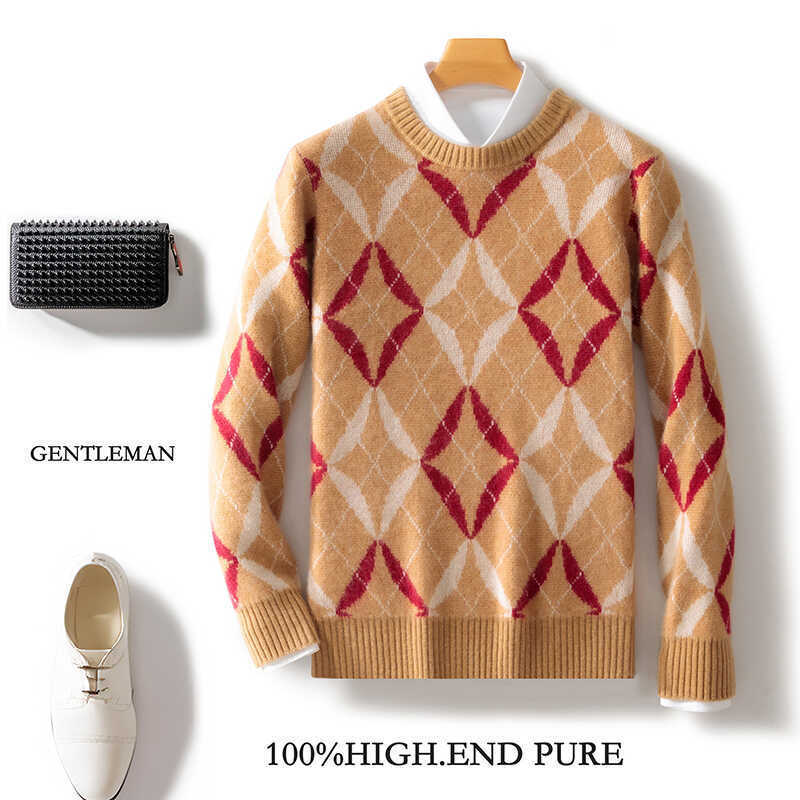 Mens wool Round Neck Multicolor Thick Loose sweater