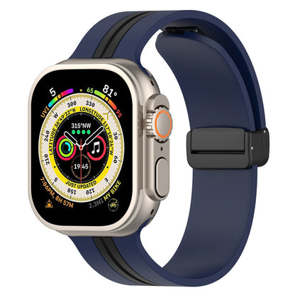 Magnetic Buckle Striped Two-tone