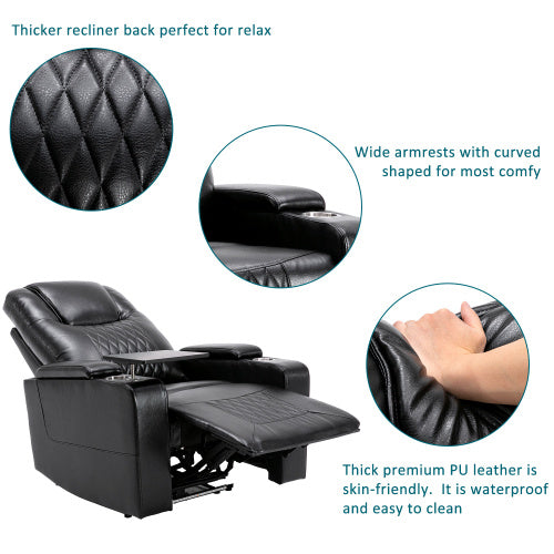Electric Recliner Chair With USB Charge Port, 360 Swivel Tray Table, Hand In-Arm Storage, Cup Holders, Ambient Lighting - Ambient Lighting Gaming Recliner Chair Home Theat