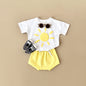 Baby Sun Print Top Casual Short Sleeve Two-piece Set