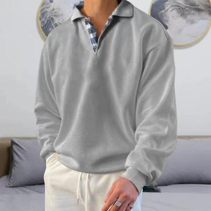 Mens Long Sleeve V-neck Lapel sweater