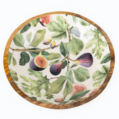 Large mango wood enamel inlay Bowl - Figs
