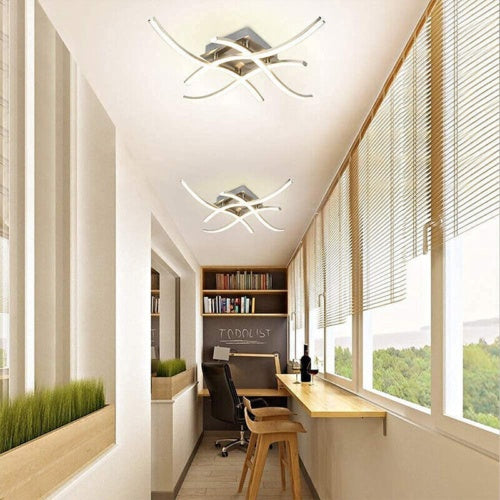 Plafonnier 4 lumières ondulées, lampe de salon/cuisine/chambre moderne à LED à intensité variable