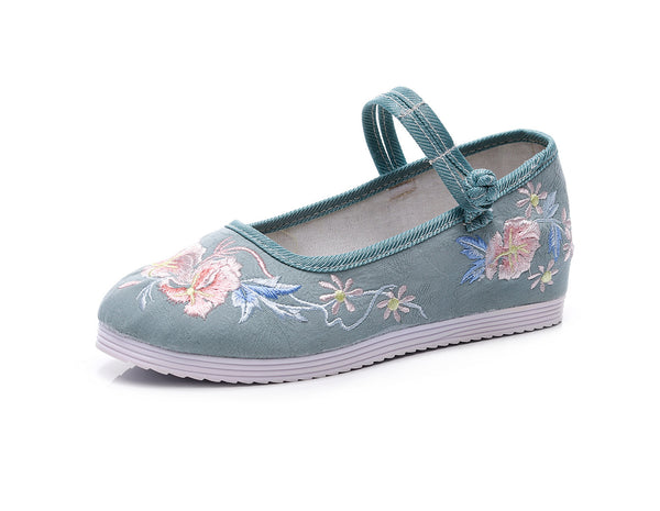 Womens Embroidered Flat Cloth Shoes