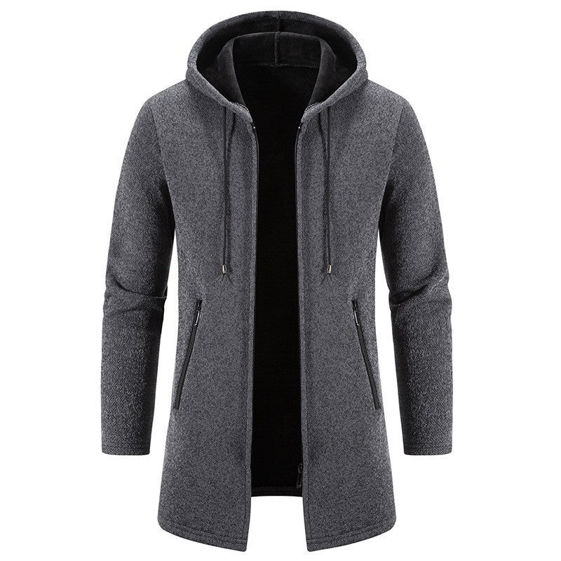 Men's Cardigan Mid-length Hooded Jacket