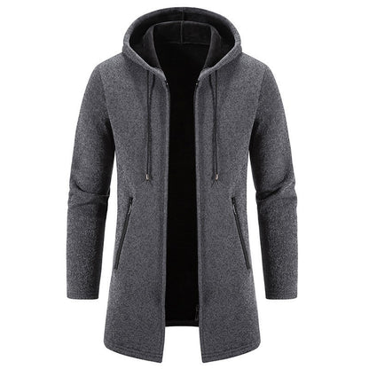 Men's Cardigan Mid-length Hooded Jacket