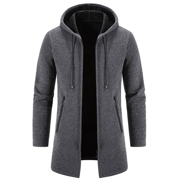 Men's Cardigan Mid-length Hooded Jacket