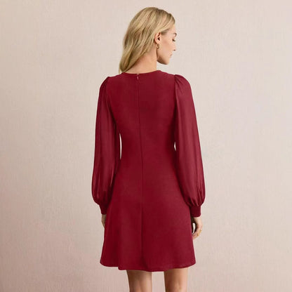 Women's Round Neck Clinch Slim LS Dress