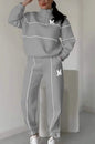 Ensemble 2 pièces femme : Sweat-shirt sans capuche et pantalon de survêtement ample avec poches