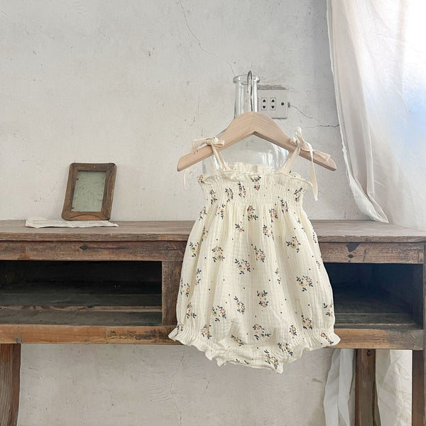 Girls' Cotton Floral Sling Romper & Short Sleeve Top Set