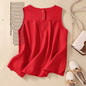Retro Cotton Linen Vest Women's Loose Sleeveless Top