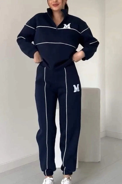 Ensemble 2 pièces femme : Sweat-shirt sans capuche et pantalon de survêtement ample avec poches