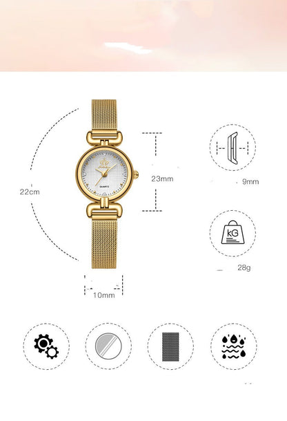Women's Trendy Quartz Watch With Mesh Chain