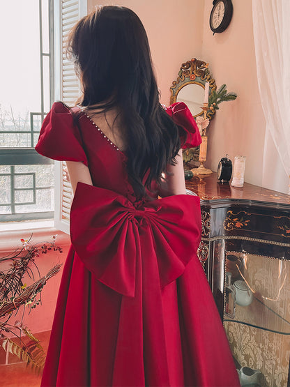 Red French Satin Dress