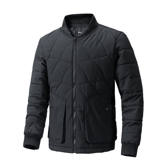 Stand Collar Plaid Cotton-padded Coat