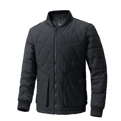 Stand Collar Plaid Cotton-padded Coat