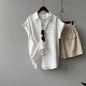 Rolled-sleeve Short-sleeve Shirt Womens Summer-style French Top