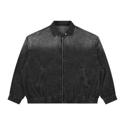 Unisex Vintage Wash Full-Zip Denim Jacket